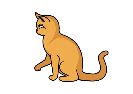 Cat vector image. Cartoon cat. Sitting cat. Cat on a white backgroundのイラスト素材
