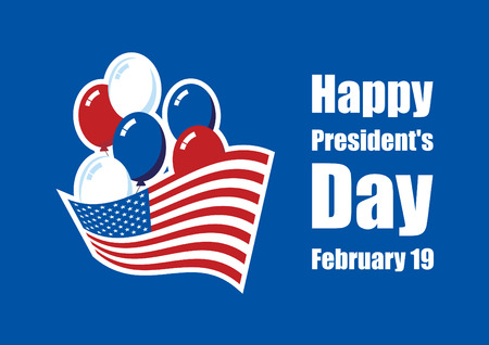 Happy Presidents' Day vector. American flag with balloons on a blue background. American holiday vector illustration. Important dayのイラスト素材