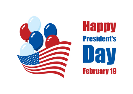 Happy Presidents' Day vector. American flag with balloons on a white background. American holiday vector illustration. Important dayのイラスト素材