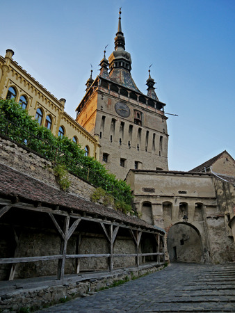Castle in romania stock images. Sighisoara Romania. Clock Tower Sighisoara Transylvania. Sighisoara old town. Old houses in Romania. Ancient architecture in Transylvaniaのeditorial素材