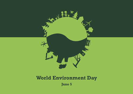 World Environment Day vector. Environment vector illustration. Earth on a green background. Important dayのイラスト素材