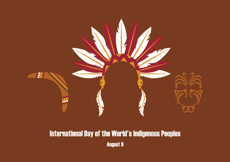 International Day of the World's Indigenous Peoples vector. Symbols of indigenous people. Indian headband icon. Important dayのイラスト素材