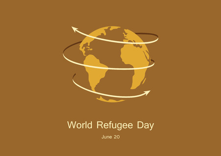 World Refugee Day vector. Refugee Day on a abstract brown background. Stylized planet earth vector illustration. Important dayのイラスト素材