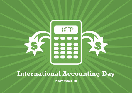 International Accounting Day vector. Calculator on a green background. Simple computer icon. Important dayのイラスト素材