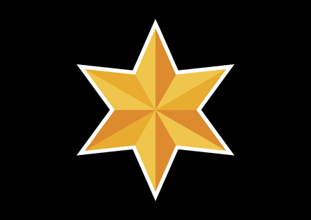 Yellow Christmas star vector. Golden star on a black background. Graphic star icon. Gold star label
