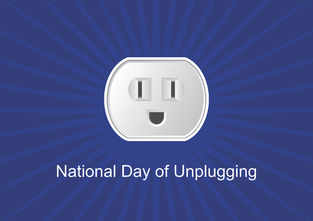 National Day of Unplugging vector. Electric socket door. Electric power. Digital detox from...
