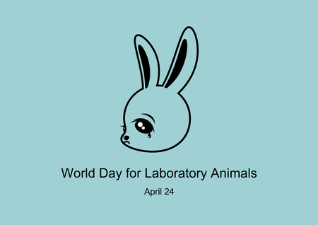 World Day for Laboratory Animals Vector. Sad bunny vector. Crying rabbit cartoon character. Vector Illustration Keywords: Stop the cruelty. Stop animal testing. Important dayのイラスト素材