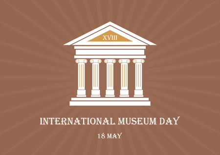 International Museum Day vector. Museum building on a brown background. Antique building icon. Ancient buildings vector illustration. Important dayのイラスト素材