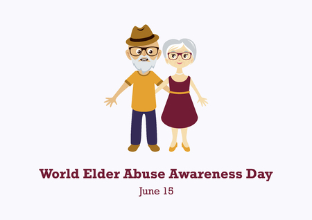 World Elder Abuse Awareness Day vector. Elderly couple in love vector. Elderly cartoon character. Vector Illustration Keywords: Elderly couple icon. Important dayのイラスト素材
