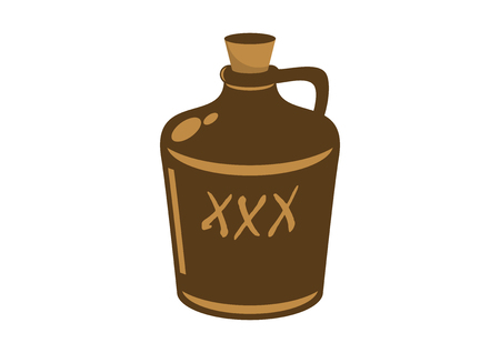 Moonshine Bottle vector icon. Vintage brown alcohol container vector. Moonshine vector. Moonshine isolated on white backgroundのイラスト素材