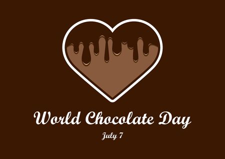World Chocolate Day vector. Chocolate heart vector. Liquid chocolate heart icon. World Chocolate Day Poster, July 7のイラスト素材