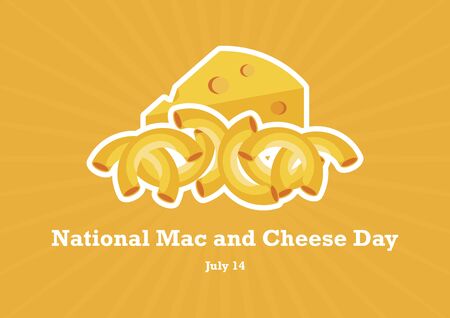 National Mac and Cheese Day vector. Macaroni and Cheese vector. Pasta with cheese icon. National Mac and Cheese Day Posterのイラスト素材