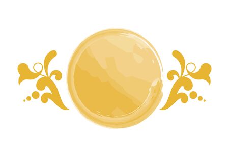 Vector Illustration Keywords: Round watercolor logo isolated on a white background. Delicate feminine logo icon. Vector Illustration Keywords:のイラスト素材
