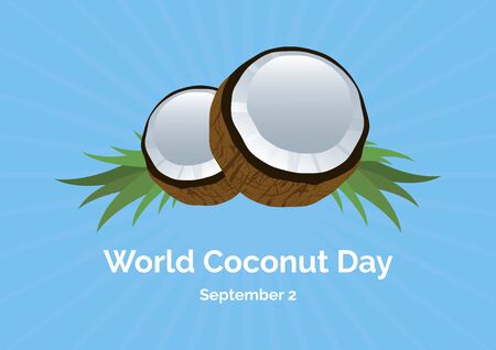 Vector Illustration Keywords: Halved coconut icon. Coconut icon isolated on white background. Vector Illustration Keywords: Coconut Day Posterのイラスト素材