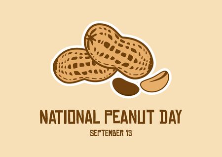 Vector Illustration Keywords: Vector Illustration Keywords: Peanuts isolated on white background. American delicacy. Peanut Day Poster, September 13th. Important dayのイラスト素材