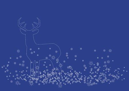 Christmas deer vector illustration. Christmas background with deer. Vector Illustration Keywords: Vector Illustration Keywords: White silhouette of reindeer. Simple Christmas background with copy space for textのイラスト素材