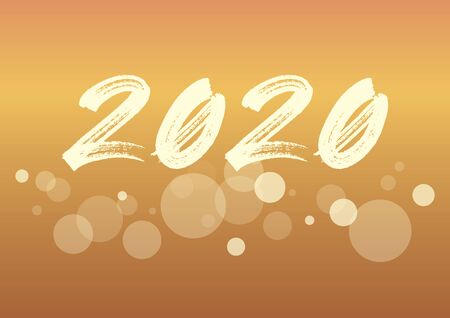 2020 New Year Sign. 2020 New Year Poster. New Year 2020 Inscription on golden festive background. Brush painted number 2020 vector