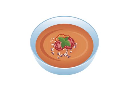 Gazpacho icon vector. Gazpacho soup isolated on a white background. Vector Illustration Keywords: Bowl of soup vectorのイラスト素材