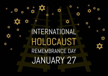 Remembrance Day vector. Jewish stars on black background.  Remembrance Day Posterのイラスト素材