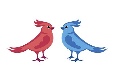 Vector Illustration Keywords: Bird isolated on white background. Birds icon set. Cute bird cartoon character. Colorful birds clip artのイラスト素材