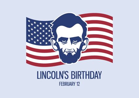 Vector Illustration Keywords: President Abraham Lincoln head vector icon. Lincoln with american flag. Lincoln's Birthday Posterのイラスト素材