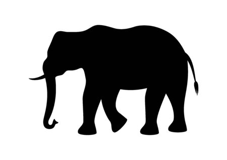 Vector Illustration Keywords: Elephant isolated on white background. Elephant Silhouette Clip Art. Vector Illustration Keywords:のイラスト素材