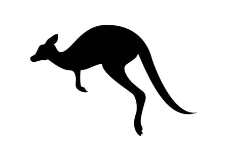 Kangaroo black silhouette vector. Kangaroo isolated on white background. Kangaroo Silhouette Clip Art. Kangaroo icon vectorのイラスト素材