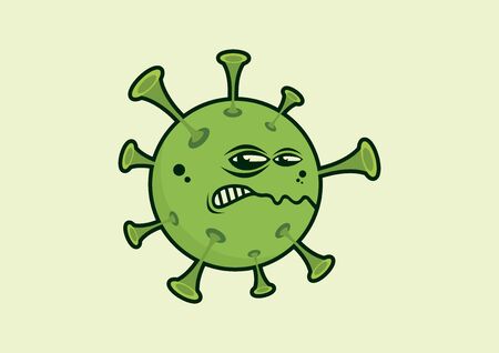 Coronavirus disease COVID-2019 vector. Angry Coronavirus Disease Cartoon Character. COVID-2019 clip art. Vector Illustration Keywords:のイラスト素材