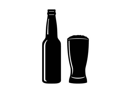 Vector Illustration Keywords: Alcohol bottle and glass isolated on white background. Vector Illustration Keywords:のイラスト素材
