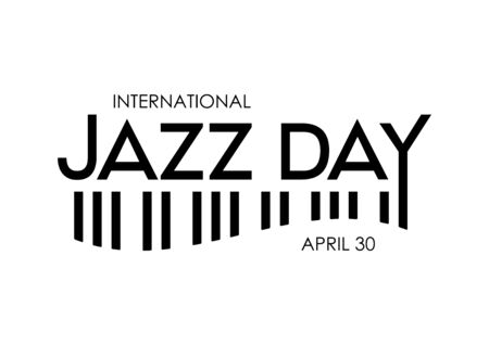 International Jazz Day vector. Jazz lettering with piano keyboard vector. Black piano silhouette icon on a white background vector. Jazz Day Poster, April 30. Important dayのイラスト素材