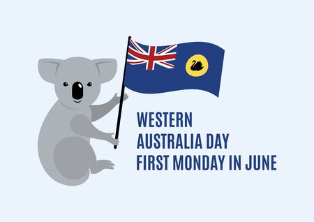 Western Australia Day vector. Koala with Western Australia flag vector. Public holiday in Western Australia Poster, first Monday in June. Important dayのイラスト素材