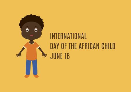 International Day of the African Child vector. Happy African Child cartoon character. Beautiful dark skin children icon. Cute african boy vector. Day of the African Child Poster, June 16. Important dayのイラスト素材
