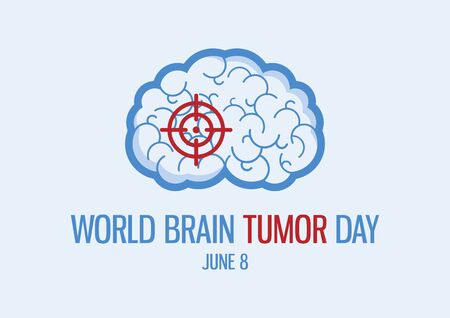 World Brain Tumor Day vector. Human brain icon vector. Sick brain with a target abstract icon. Brain Tumor Day Poster, June 8. Important dayのイラスト素材
