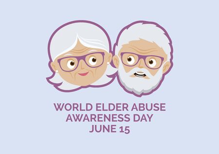 World Elder Abuse Awareness Day vector. Happy and smiling elderly senior couple vector. Happy old man and woman vector. Senior couple cartoon character. Grandpa and Grandma icon set. Important dayのイラスト素材