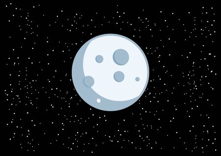 Moon with stars on a black background vector. Moon on a starry background vector. Simple moon icon...