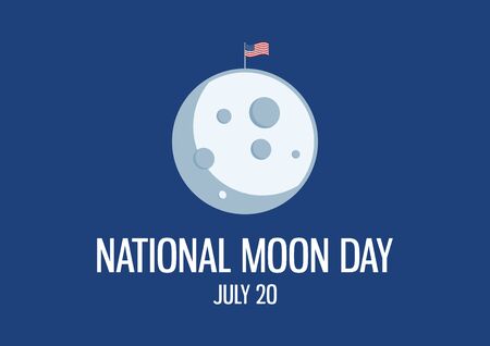 National Moon Day vector. Simple moon with american flag icon vector. Anniversary of landing on the Moon. Moon Day Poster, July 20. Important dayのイラスト素材