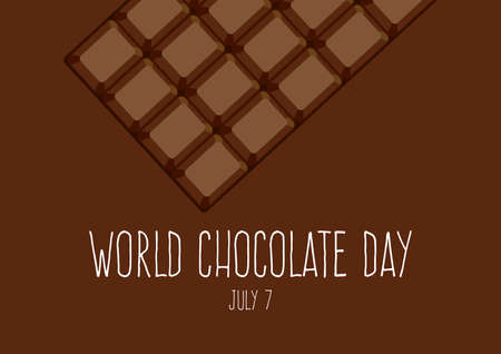 World Chocolate Day vector. Dark chocolate bar icon vector. Milk chocolate bar on a brown background vector. Chocolate Day Poster, July 7. Important dayのイラスト素材