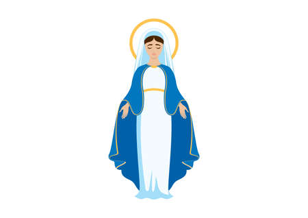 Holy Virgin Mary icon vector. Assumption of Mary vector illustration. Beautiful Virgin Mary icon isolated on a white backgroundのイラスト素材