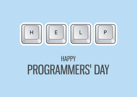 Happy Programmers' Day vector. Keyboard keys vector. Keyboard on a blue background. Help on the...
