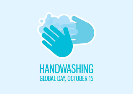 Global Handwashing Day vector. Washing hands icon vector. Silhouette of hands with soap suds vector. Handwashing Day Poster, October 15. Important dayのイラスト素材