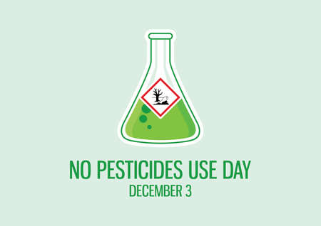 No Pesticides Use Day vector. Dangerous for the environment symbol. Laboratory chemical beaker icon vector. The symbol is of a dead tree and fish vector. No Pesticides Use Day Poster, December 3のイラスト素材