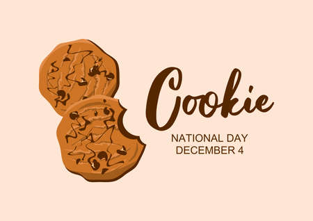 National Cookie Day vector. Delicious chocolate chip cookie vector. Chocolate Cookies icon vector. Biscuit with chocolate icing icon vector. Cookie Day Poster, December 4. Important dayのイラスト素材