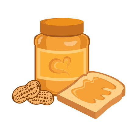 Toasted bread with peanut butter icon vector. Breakfast still life with toast with peanut butter vector. Peanut butter icon isolated on a white background. American delicacy food iconのイラスト素材