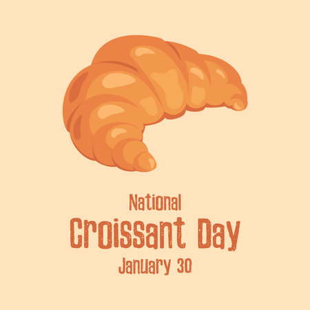 National Croissant Day vector. Butter croissant icon vector. Croissant icon isolated on a brown background. Sweet pastry vector. Croissant Day Poster, January 30. Important dayのイラスト素材
