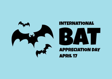 International Bat Appreciation Day vector. Bat black silhouette icon vector isolated on a blue background. Bat Appreciation Day Poster, April 17. Important dayのイラスト素材