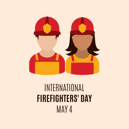International Firefighters' Day vector. Firefighter man and woman vector icon. Firefighters' Day Poster, May 4. Important dayのイラスト素材