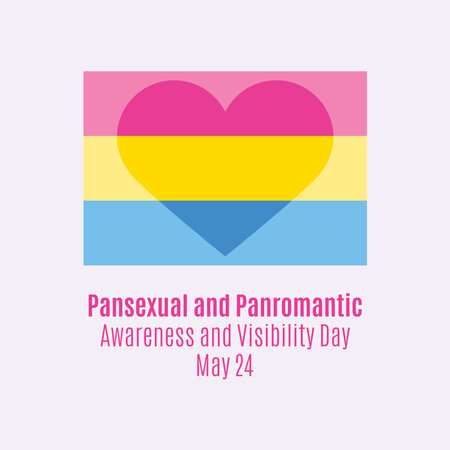 Pansexual and Panromantic Awareness and Visibility Day vector. Panromantic flag with heart shape vector. Pansexual and Panromantic Visibility Day Poster, May 24. Important dayのイラスト素材