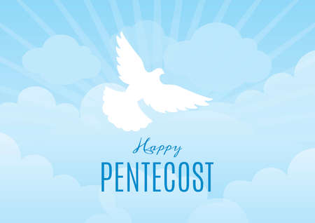 Happy Pentecost vector. Religious heavenly background.のイラスト素材