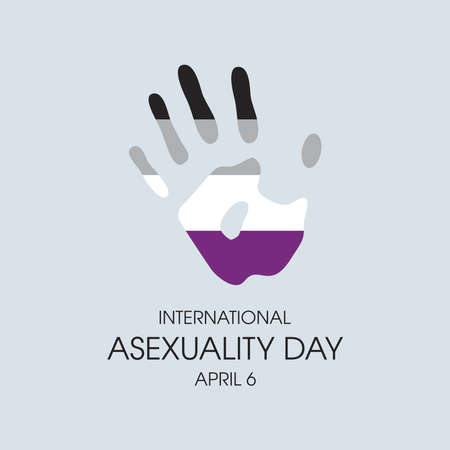 International Asexuality Day vector. Handprint with the colors of the asexuality pride flag icon vector.のイラスト素材