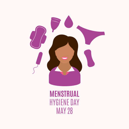 Menstrual Hygiene Day vector. Women's menstrual products icon set vector.のイラスト素材